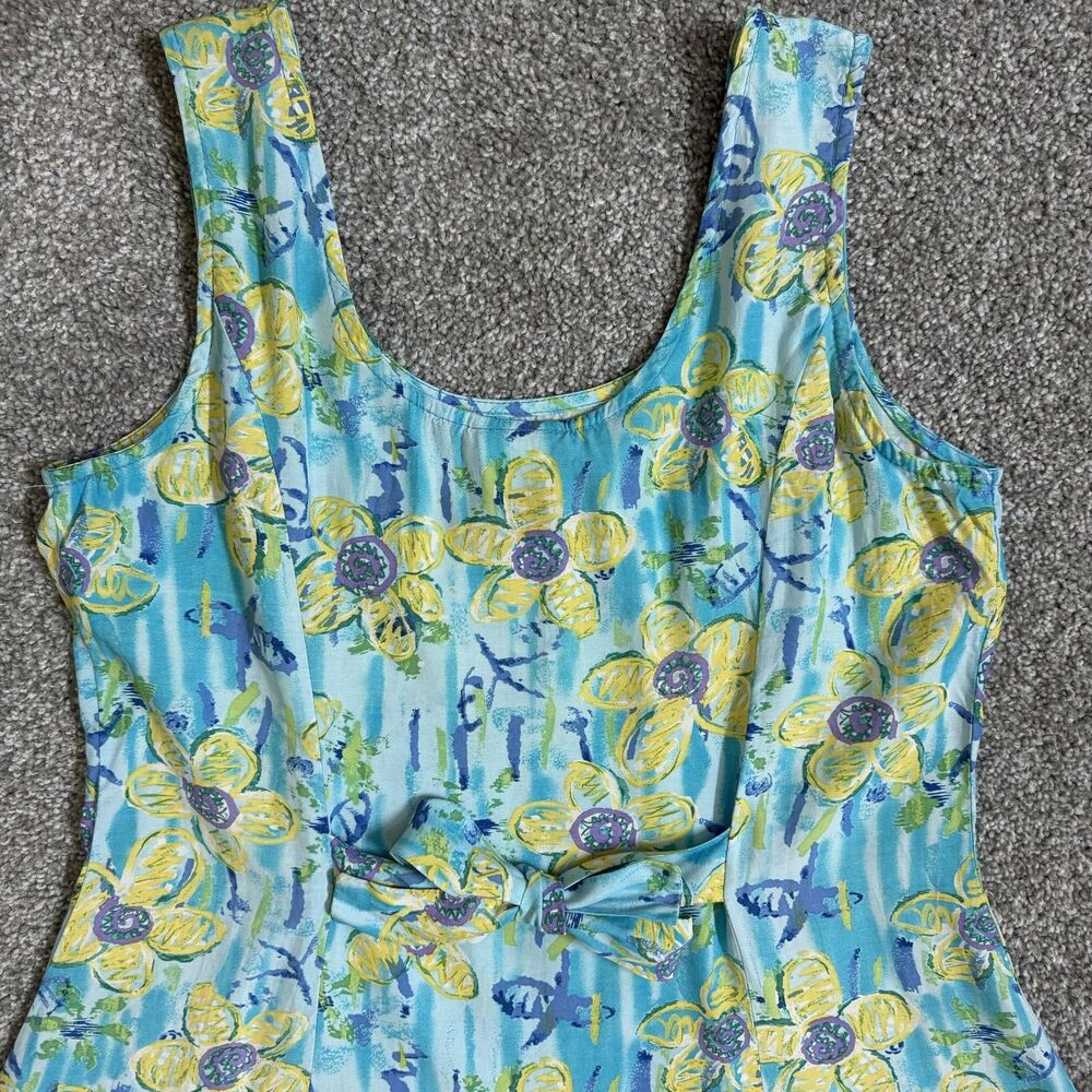 Vintage Big Hed Designs Dress Womens Small Blue Floral Sundress USA 90s Y2K - Picture 3 of 10